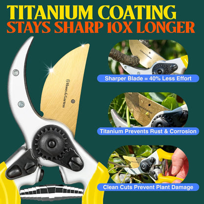 ClassicPRO 8.5" Professional Premium Titanium Bypass Pruning Shears - Use As Pruners, Garden Shears, Heavy Duty Handheld Pruning Shears For Gardening, Clippers, Pruner Scissor Tool