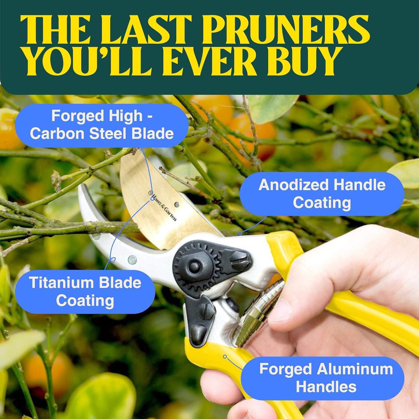 ClassicPRO 8.5" Professional Premium Titanium Bypass Pruning Shears - Use As Pruners, Garden Shears, Heavy Duty Handheld Pruning Shears For Gardening, Clippers, Pruner Scissor Tool