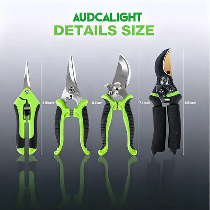 4-Pack Bypass Pruning Shears, Titanium Steel Blade,With Gardening Gloves,Shears Stainless, Ergonomic Hand Pruning Shears for Trees, Plants (Shears Gardening Tool Kit)