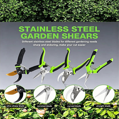 4-Pack Bypass Pruning Shears, Titanium Steel Blade,With Gardening Gloves,Shears Stainless, Ergonomic Hand Pruning Shears for Trees, Plants (Shears Gardening Tool Kit)