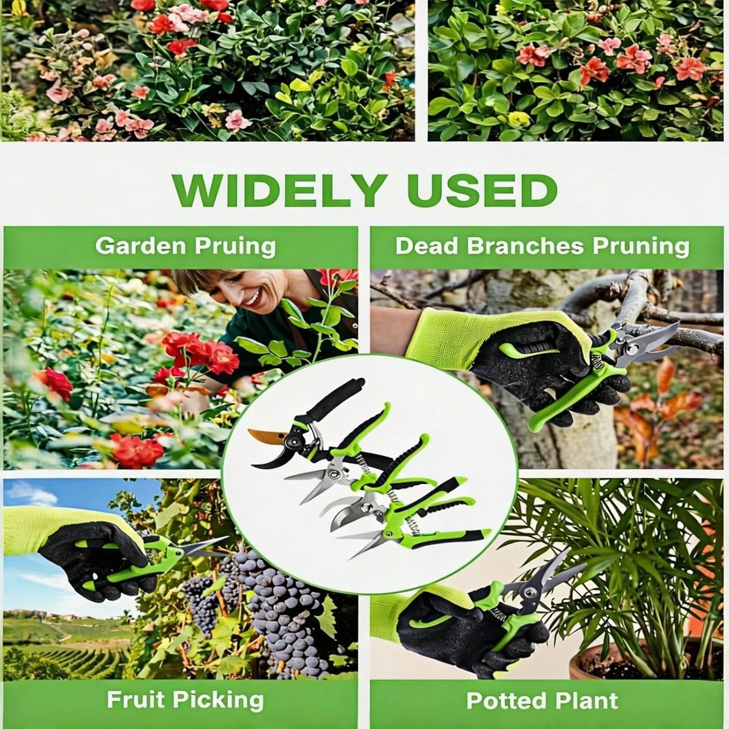 4-Pack Bypass Pruning Shears, Titanium Steel Blade,With Gardening Gloves,Shears Stainless, Ergonomic Hand Pruning Shears for Trees, Plants (Shears Gardening Tool Kit)