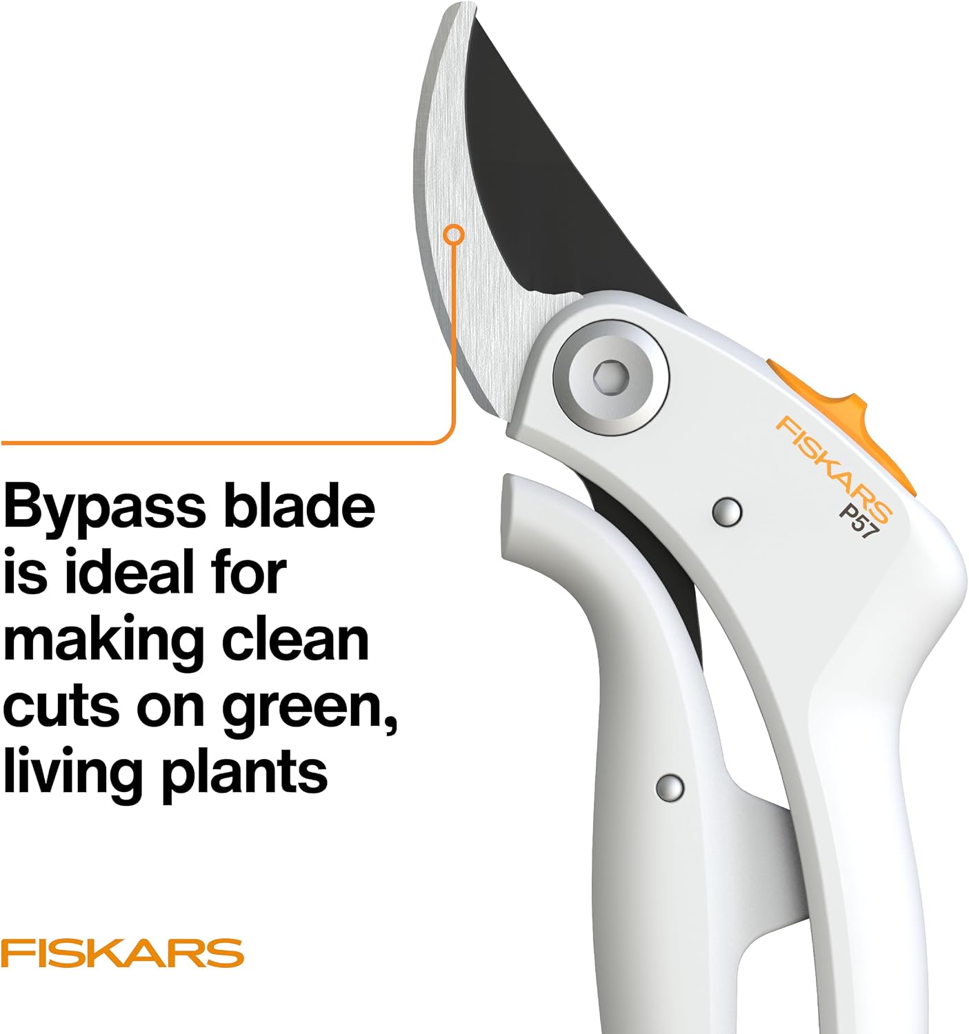 PowerLever Garden Bypass Pruning Shears, 3/4" Cut Capacity, White