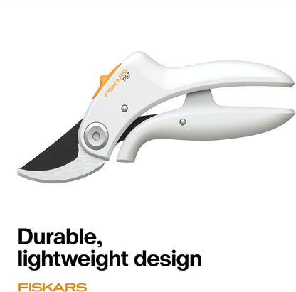 PowerLever Garden Bypass Pruning Shears, 3/4" Cut Capacity, White