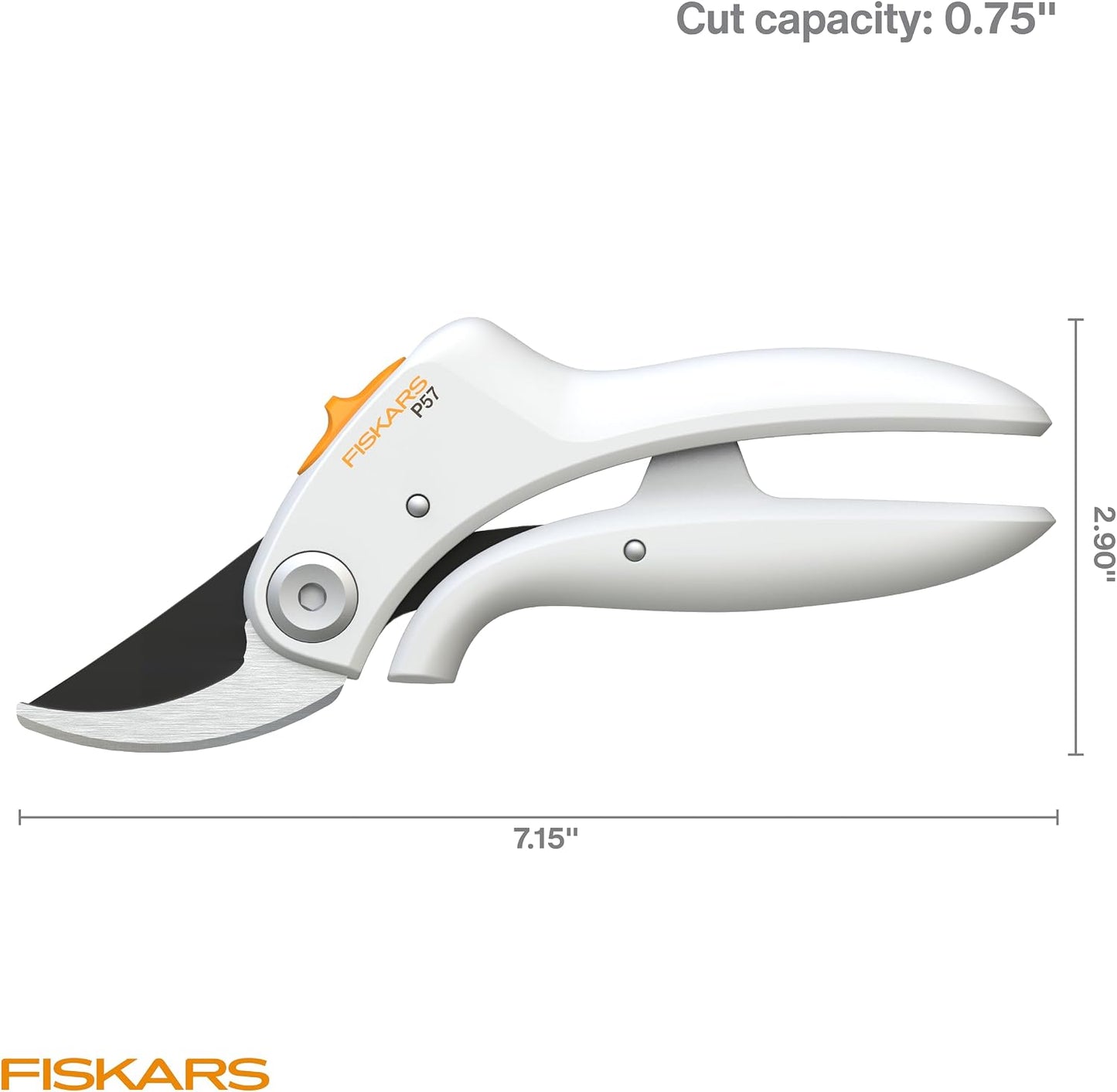 PowerLever Garden Bypass Pruning Shears, 3/4" Cut Capacity, White