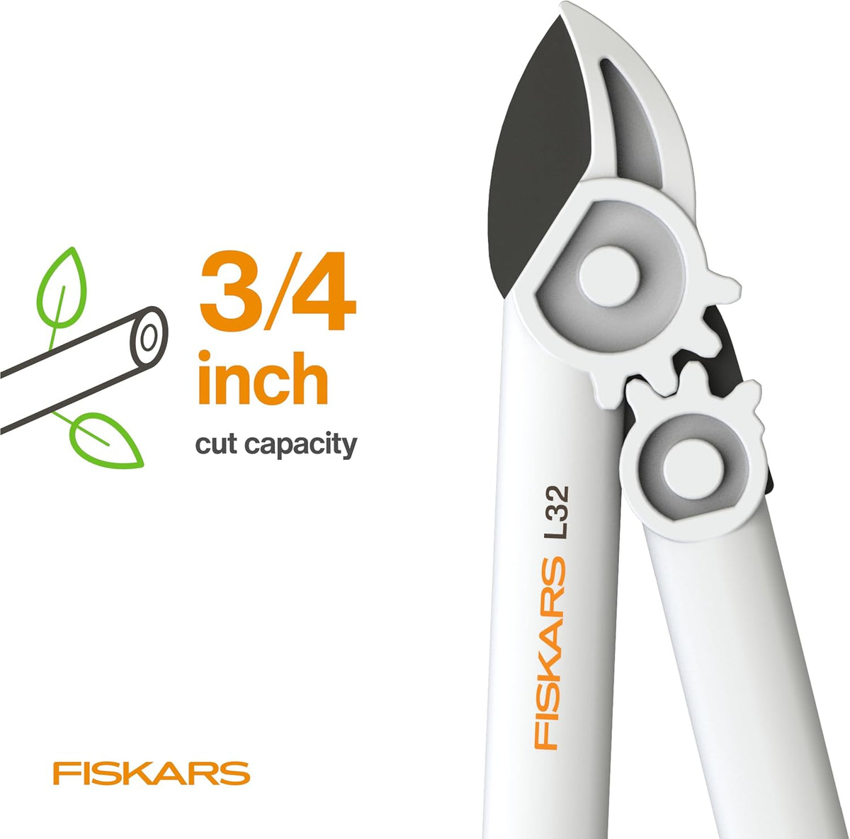 PowerLever Garden Bypass Pruning Shears, 3/4" Cut Capacity, White