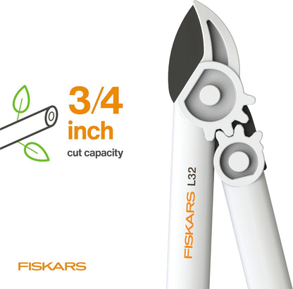 PowerLever Garden Bypass Pruning Shears, 3/4" Cut Capacity, White