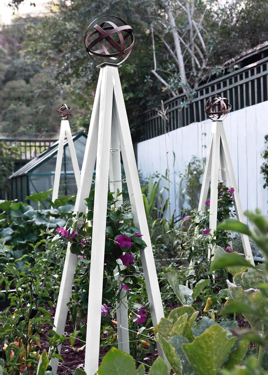 Akoris Garden Obelisk Large for Outdoor Plants | Garden and Home Climbing Vines Trellis, Steel & Durable | Modern Trellis | Large (Cloud/White)