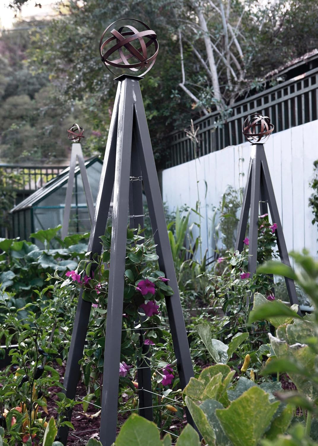Akoris Garden Obelisk Large for Outdoor Plants | Garden and Home Climbing Vines Trellis, Steel & Durable | Modern Trellis | Large (Cloud/White)