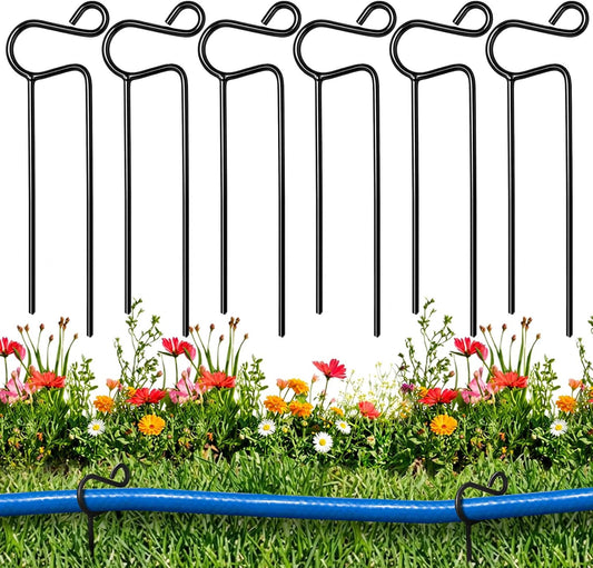 6 Pcs Garden Hose Guides Steel Hose Stakes for Lawn Flower Bed