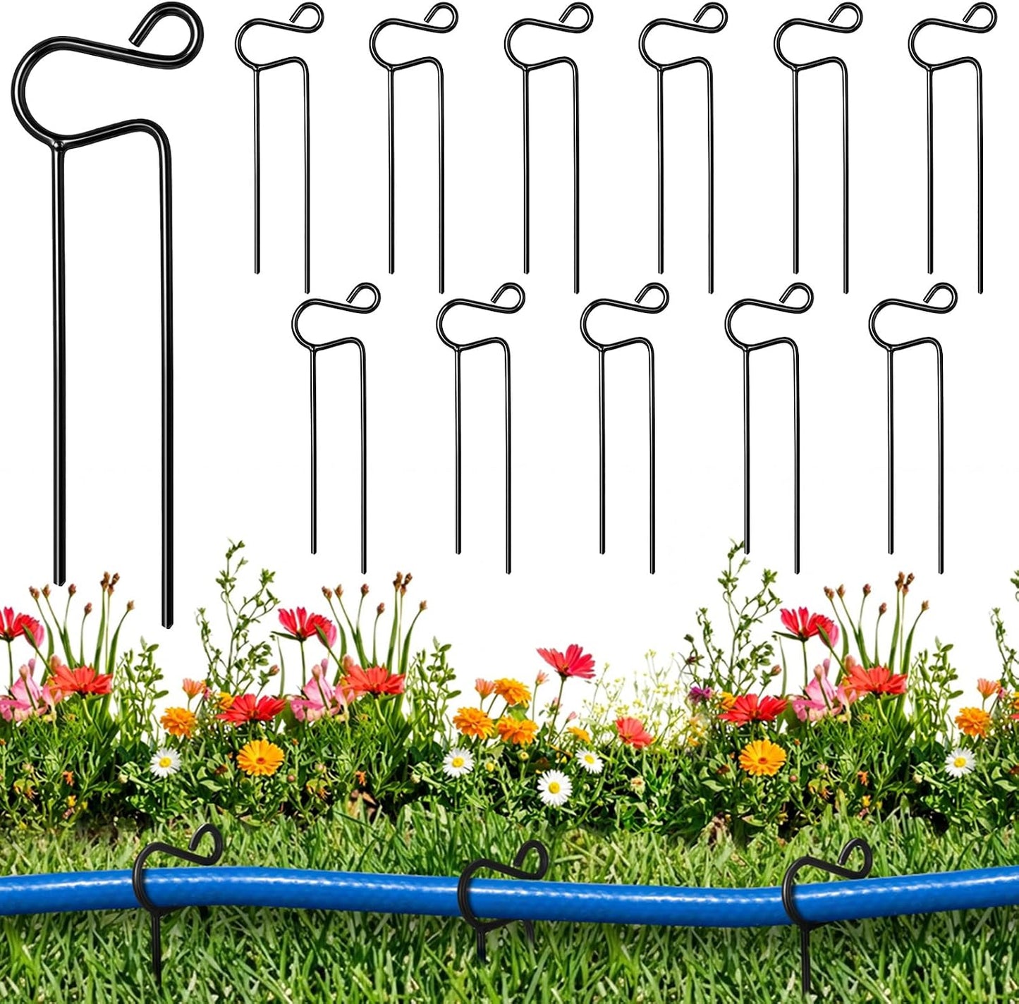 6 Pcs Garden Hose Guides Steel Hose Stakes for Lawn Flower Bed