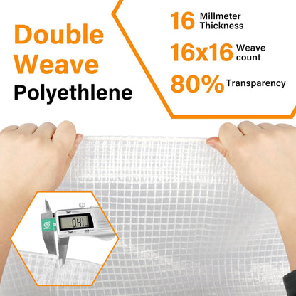 16 Mil Greenhouse Cover,Clear Plastic Tarps Heavy Duty Waterproof 16x20FT