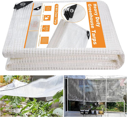 16 Mil Greenhouse Cover,Clear Plastic Tarps Heavy Duty Waterproof 16x20FT