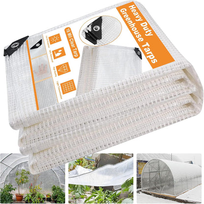16 Mil Greenhouse Cover,Clear Plastic Tarps Heavy Duty Waterproof 16x20FT