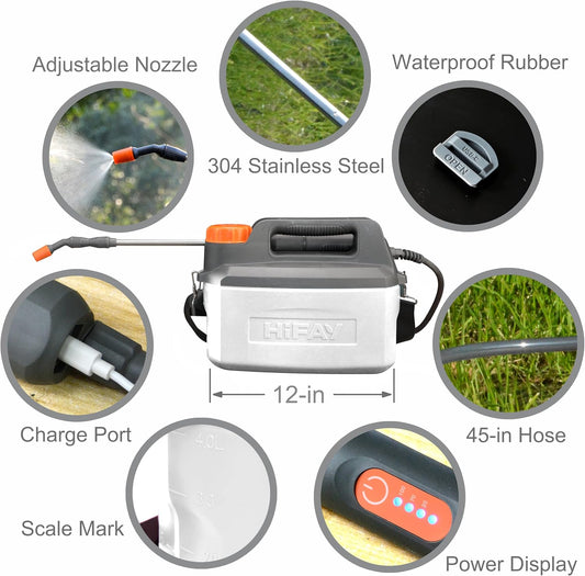 ES4-PRO 1Gallon/4L Electric Sprayer, Rechargeable Battery-Powered Sprayer with 304 Stainless Steel Telescopic Rod. The New Model is Waterproof and The Buttons Have Been Updated.(White)