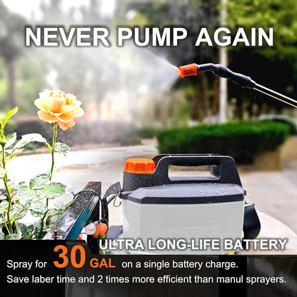 ES4-PRO 1Gallon/4L Electric Sprayer, Rechargeable Battery-Powered Sprayer with 304 Stainless Steel Telescopic Rod. The New Model is Waterproof and The Buttons Have Been Updated.(White)