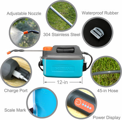 ES4-PRO 1Gallon/4L Electric Sprayer, Rechargeable Battery-Powered Sprayer with 304 Stainless Steel Telescopic Rod. The New Model is Waterproof and The Buttons Have Been Updated.(White)