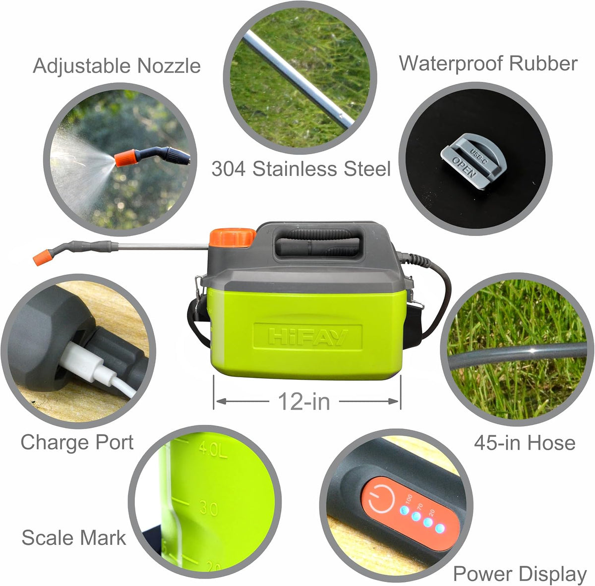 ES4-PRO 1Gallon/4L Electric Sprayer, Rechargeable Battery-Powered Sprayer with 304 Stainless Steel Telescopic Rod. The New Model is Waterproof and The Buttons Have Been Updated.(White)