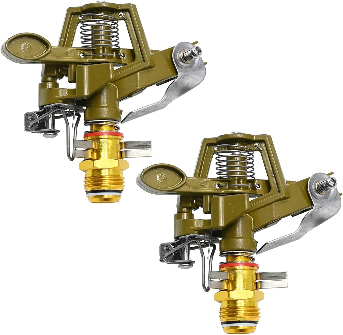 1/2 Inch Brass Impact Sprinkler with Nozzles Adjustable 0-360 Degree Coverage Pattern Heavy Duty Lawn Sprinkler Head for Yard Lawn Grass Patio Garden Irrigation (1Pcs)