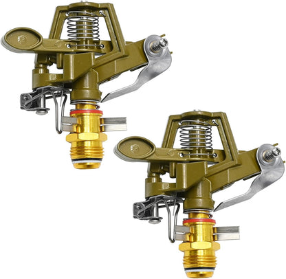 1/2 Inch Brass Impact Sprinkler with Nozzles Adjustable 0-360 Degree Coverage Pattern Heavy Duty Lawn Sprinkler Head for Yard Lawn Grass Patio Garden Irrigation (1Pcs)