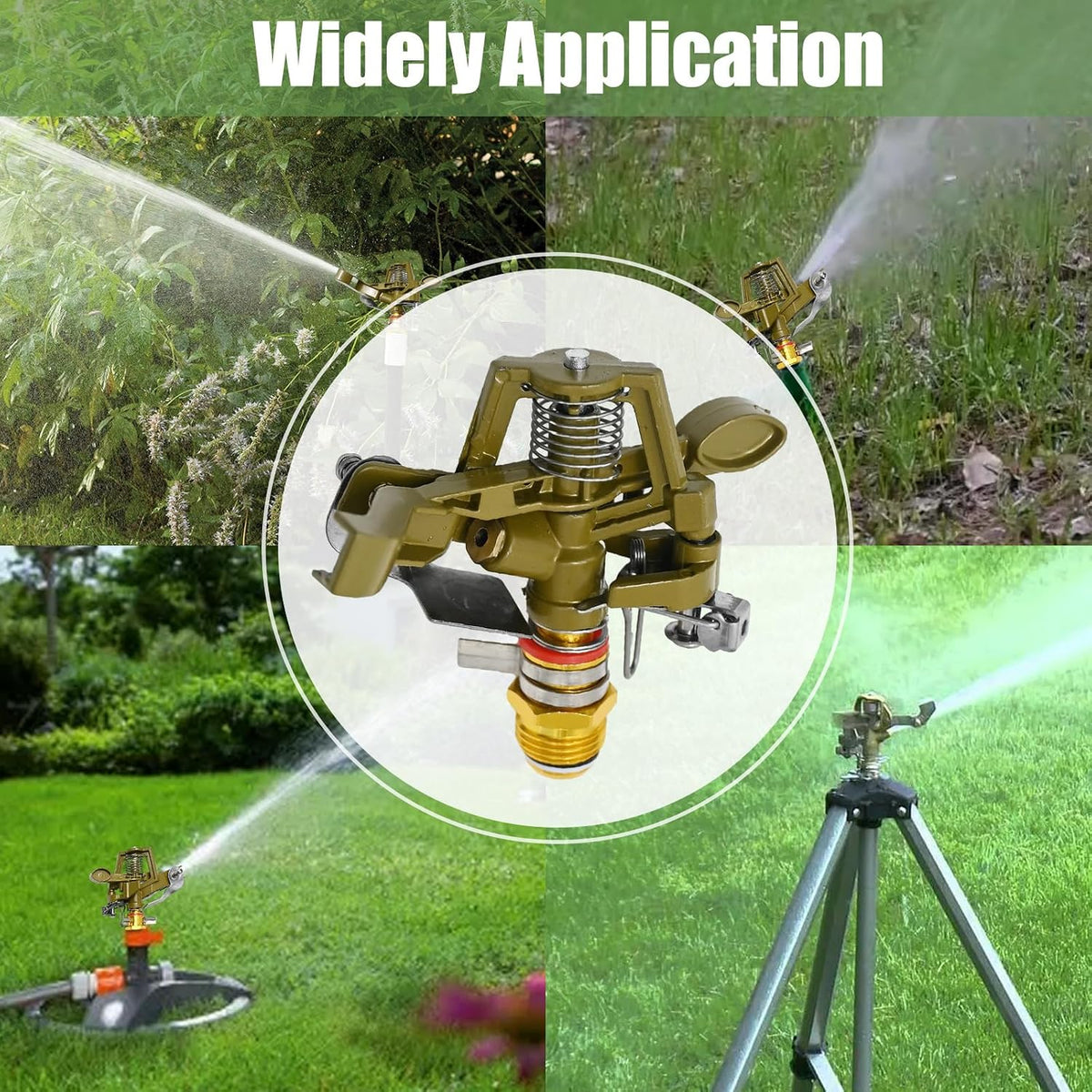 1/2 Inch Brass Impact Sprinkler with Nozzles Adjustable 0-360 Degree Coverage Pattern Heavy Duty Lawn Sprinkler Head for Yard Lawn Grass Patio Garden Irrigation (1Pcs)