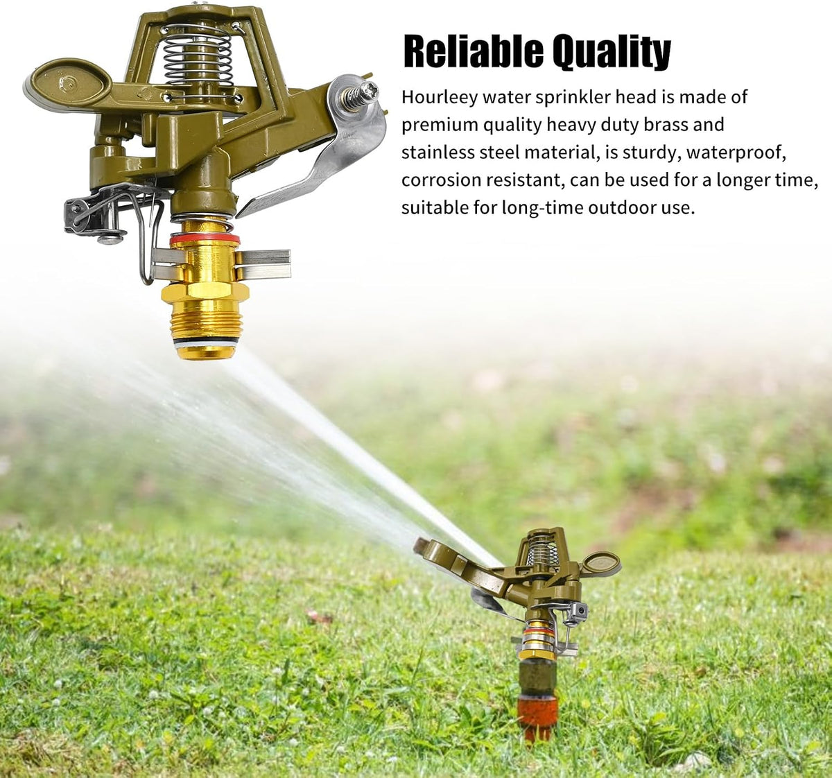 1/2 Inch Brass Impact Sprinkler with Nozzles Adjustable 0-360 Degree Coverage Pattern Heavy Duty Lawn Sprinkler Head for Yard Lawn Grass Patio Garden Irrigation (1Pcs)