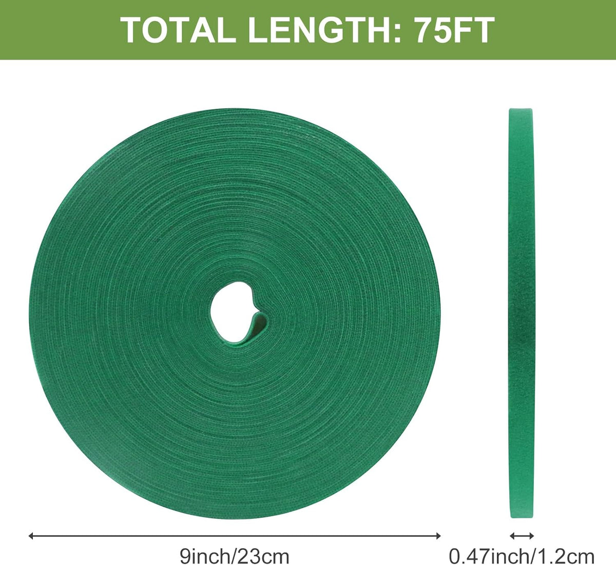 Plant Tape 75 ft Plant Ties for Climbing Plants Garden Twist Ties Plants Adjustable Green Garden Tape for Plants, Flowers, Vines and Tree (75 ft x 1/2 in)