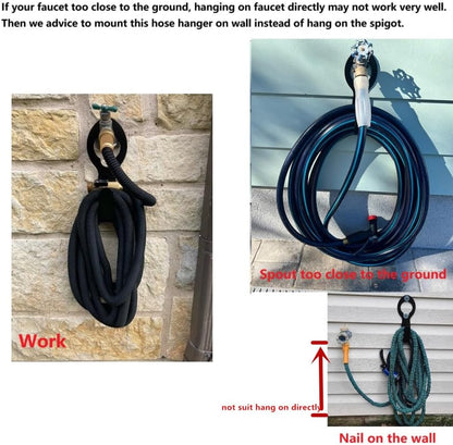 Garden Hose Hanger - Heavy Duty Metal Holder for 50ft/25ft Expandable Hose, Supports 110lbs - Portable Garage Storage