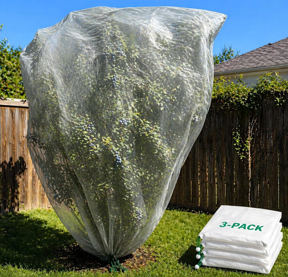 3 Pack 8x8 ft Large Fruit Tree Netting Covers with Zipper & Drawstring