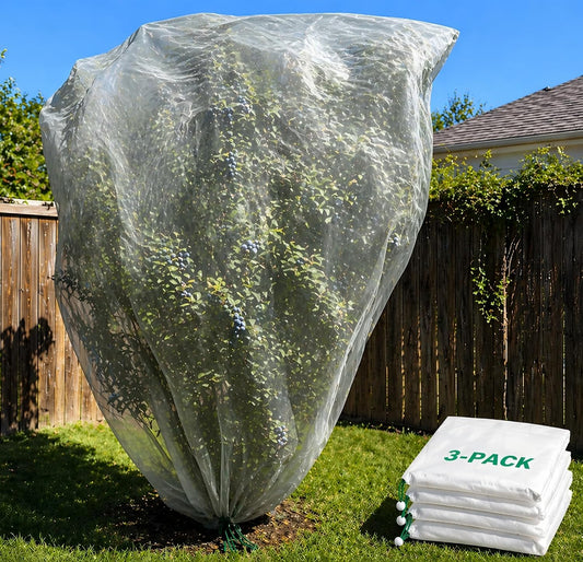 3 Pack 8x8 ft Large Fruit Tree Netting Covers with Zipper & Drawstring