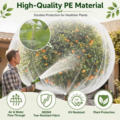 3 Pack 8x8 ft Large Fruit Tree Netting Covers with Zipper & Drawstring