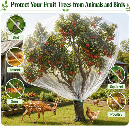 3 Pack 8x8 ft Large Fruit Tree Netting Covers with Zipper & Drawstring