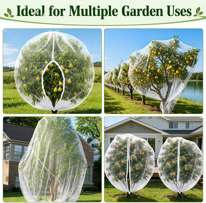 3 Pack 8x8 ft Large Fruit Tree Netting Covers with Zipper & Drawstring