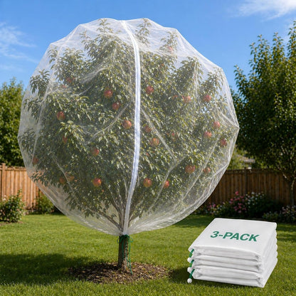 3 Pack 8x8 ft Large Fruit Tree Netting Covers with Zipper & Drawstring