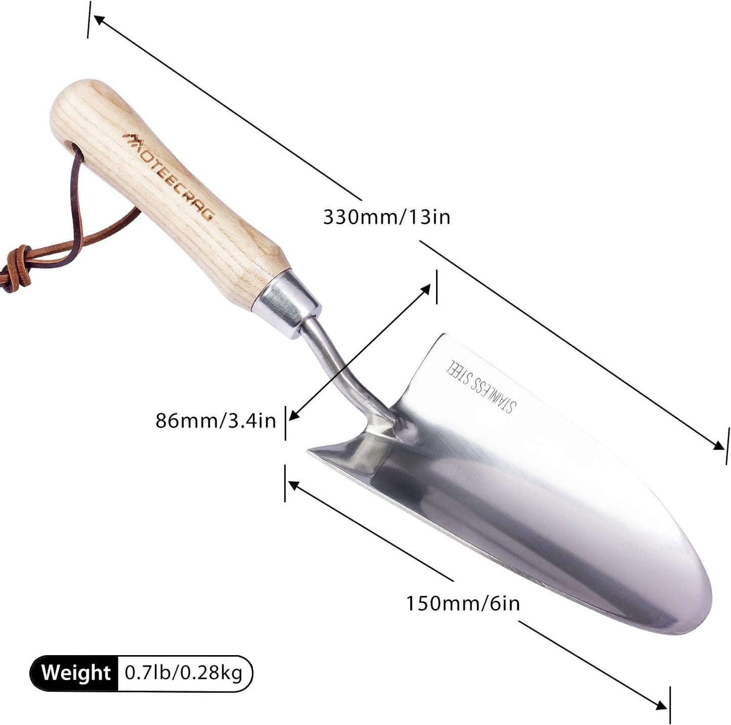 Heavy Duty Garden Trowel Stainless Steel Hand Shovel with Comfortable Grip Wood Handle for Digging, Weeding and Transplanting