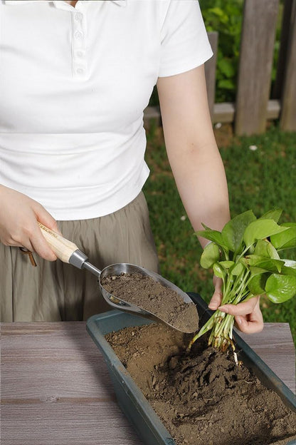 Heavy Duty Garden Trowel Stainless Steel Hand Shovel with Comfortable Grip Wood Handle for Digging, Weeding and Transplanting