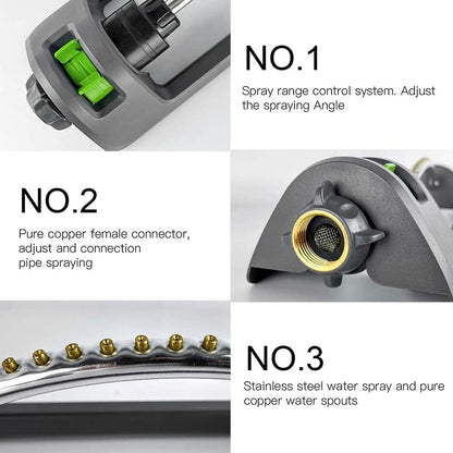 Lawn Sprinkler, Oscillating Sprinkler with 18 Hole Brass Nozzles, Watering for Lawn & Garden Covers up to 3,600 sq.ft, Easy Adjust Range Control