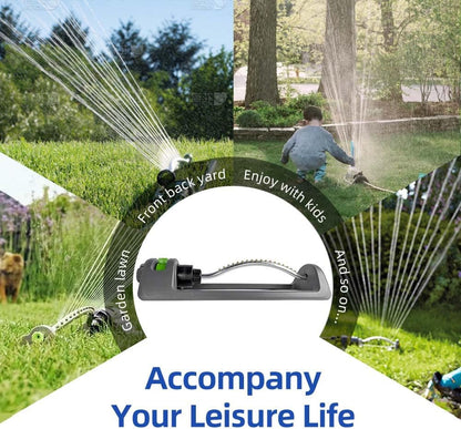 Lawn Sprinkler, Oscillating Sprinkler with 18 Hole Brass Nozzles, Watering for Lawn & Garden Covers up to 3,600 sq.ft, Easy Adjust Range Control