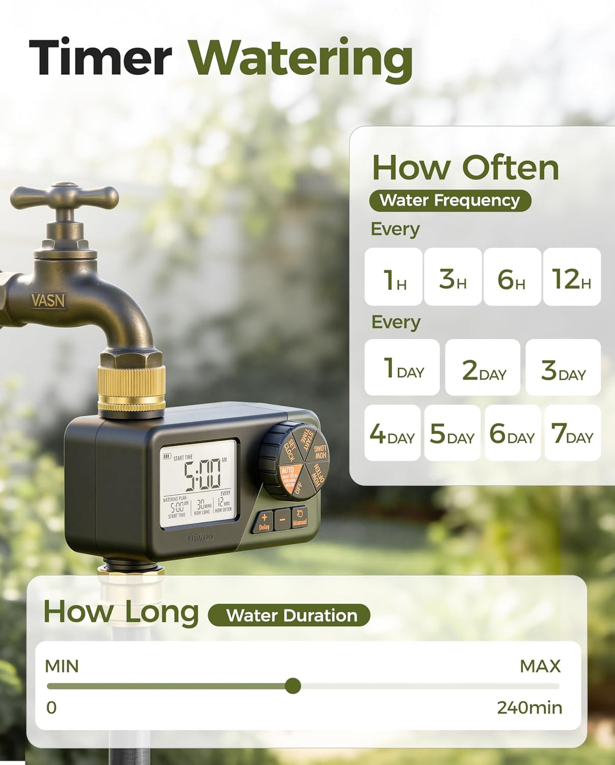 Brass Hose Timer, Programmable Garden Timers for Watering