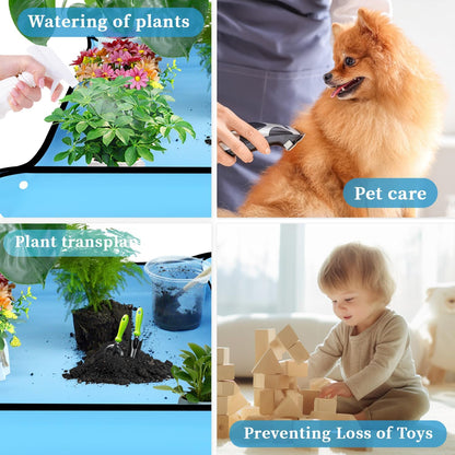 Repotting Mat 29.5"x 29.5" for Indoor Plant Transplanting Large Blue Garden Mat Gift for Plant Lovers Oxford Fabric Portable Potting Tray for Gardening Mess Control
