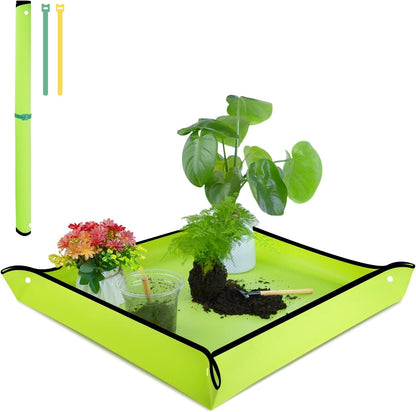 Repotting Mat 29.5"x 29.5" for Indoor Plant Transplanting Large Blue Garden Mat Gift for Plant Lovers Oxford Fabric Portable Potting Tray for Gardening Mess Control
