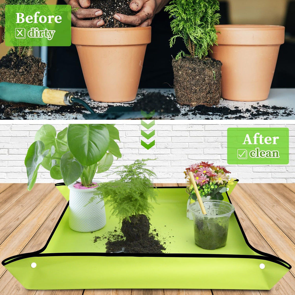 Repotting Mat 29.5"x 29.5" for Indoor Plant Transplanting Large Blue Garden Mat Gift for Plant Lovers Oxford Fabric Portable Potting Tray for Gardening Mess Control