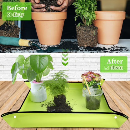 Repotting Mat 29.5"x 29.5" for Indoor Plant Transplanting Large Blue Garden Mat Gift for Plant Lovers Oxford Fabric Portable Potting Tray for Gardening Mess Control