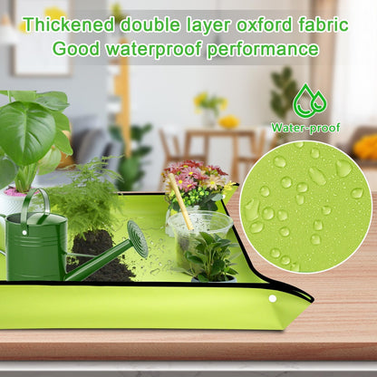 Repotting Mat 29.5"x 29.5" for Indoor Plant Transplanting Large Blue Garden Mat Gift for Plant Lovers Oxford Fabric Portable Potting Tray for Gardening Mess Control