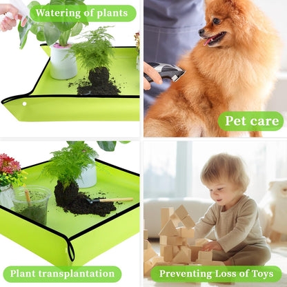 Repotting Mat 29.5"x 29.5" for Indoor Plant Transplanting Large Blue Garden Mat Gift for Plant Lovers Oxford Fabric Portable Potting Tray for Gardening Mess Control