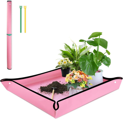 Repotting Mat 29.5"x 29.5" for Indoor Plant Transplanting Large Blue Garden Mat Gift for Plant Lovers Oxford Fabric Portable Potting Tray for Gardening Mess Control