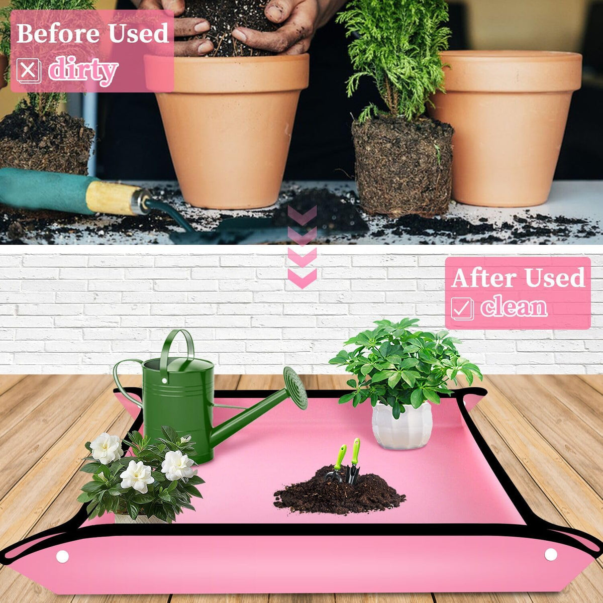 Repotting Mat 29.5"x 29.5" for Indoor Plant Transplanting Large Blue Garden Mat Gift for Plant Lovers Oxford Fabric Portable Potting Tray for Gardening Mess Control