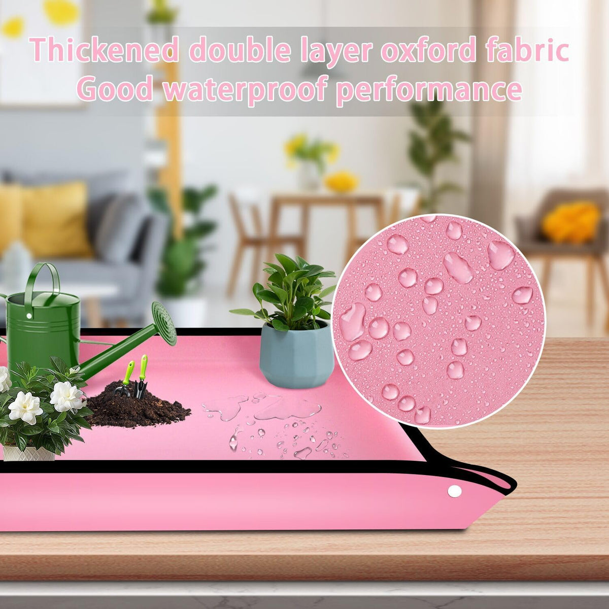 Repotting Mat 29.5"x 29.5" for Indoor Plant Transplanting Large Blue Garden Mat Gift for Plant Lovers Oxford Fabric Portable Potting Tray for Gardening Mess Control