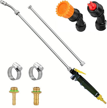 Stainless Steel Sprayer Wand Replacement with 3 Types of Nozzles, Fan Nozzle, 1/4" & 3/8" Brass Barb and 2 Hose Clamps (29 Inch Wand with 3 Nozzles)
