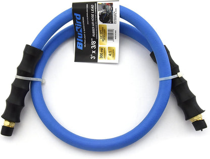 BBLD3803 3/8" x 3' Rubber Air Leader Hose, 100% Rubber, Lightest, Strongest, Most Flexible, 300 PSI, 50F to 190F Degrees, Ozone Resistant, High Strength Polyester Braided