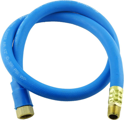BBLD3803 3/8" x 3' Rubber Air Leader Hose, 100% Rubber, Lightest, Strongest, Most Flexible, 300 PSI, 50F to 190F Degrees, Ozone Resistant, High Strength Polyester Braided